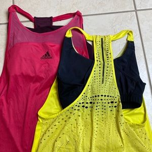 2 adidas tennis tanks w/built in bra small